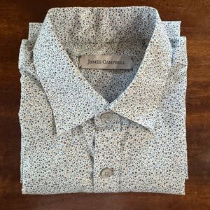 James Campbell Men's Shirt with Blue and White Pattern